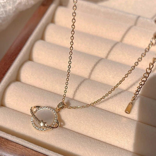 Luxury Crystal Planet Pendant Necklace