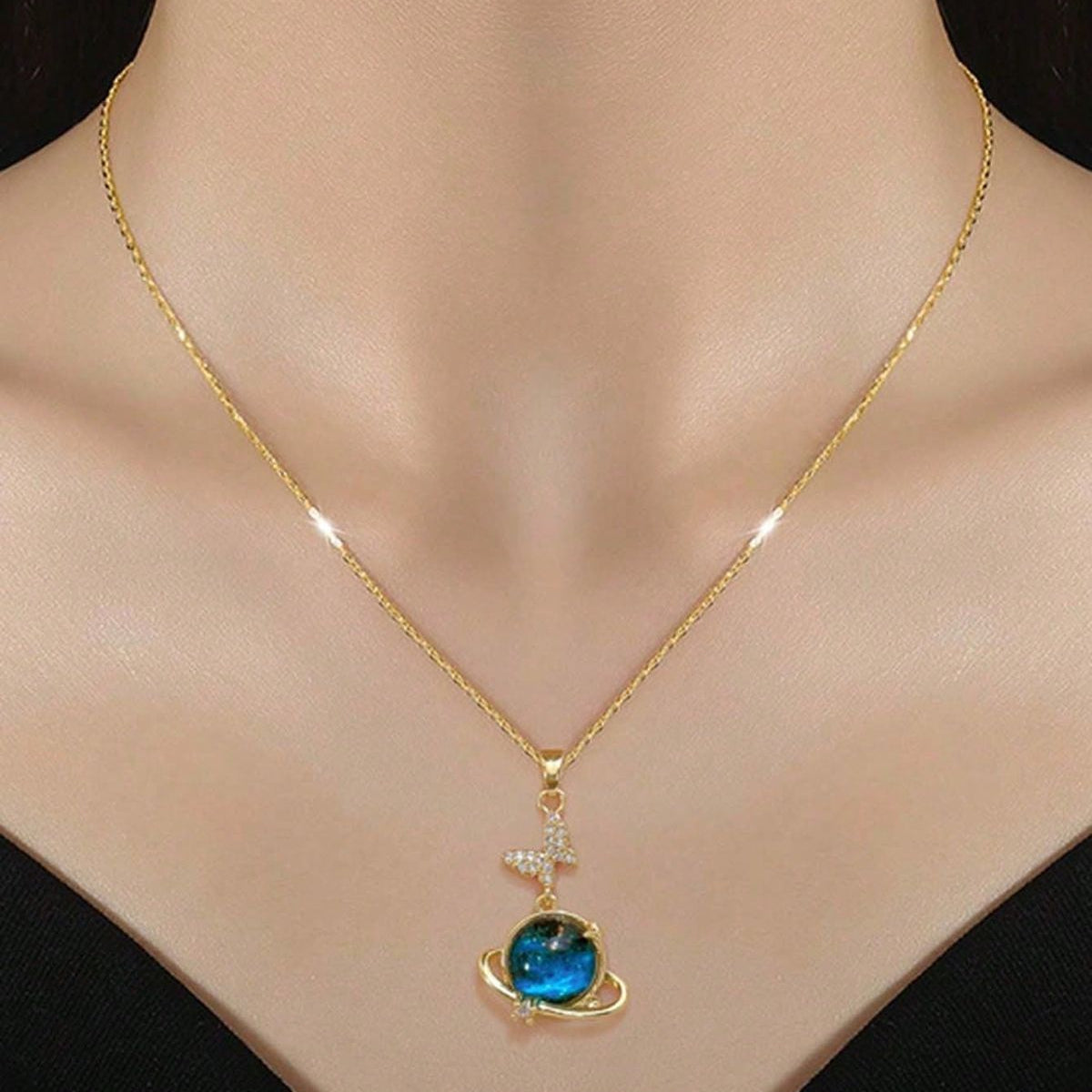 Cosmic Blue Planet Pendant