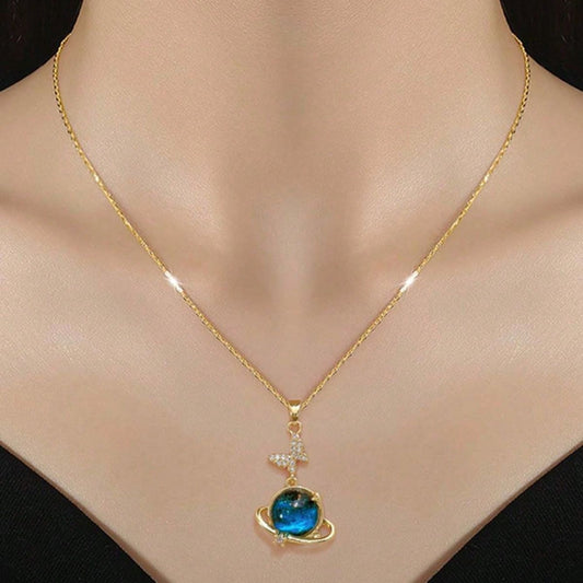 Cosmic Blue Planet Pendant